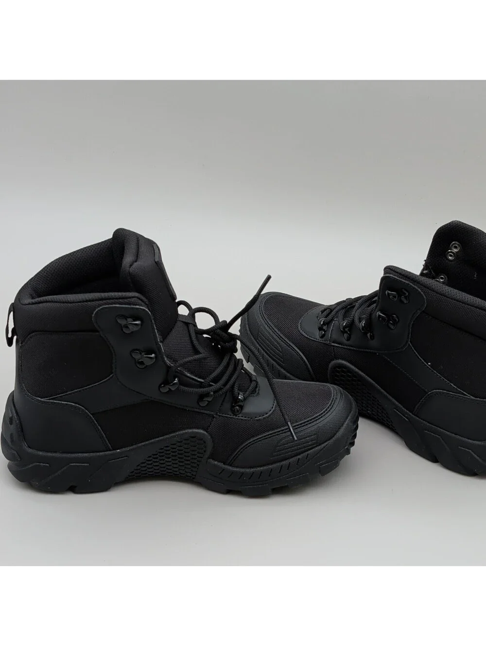 AS33 Men's Black Lace-Up Ankle Combat Boots Round Toe Size US 8.5 EU42